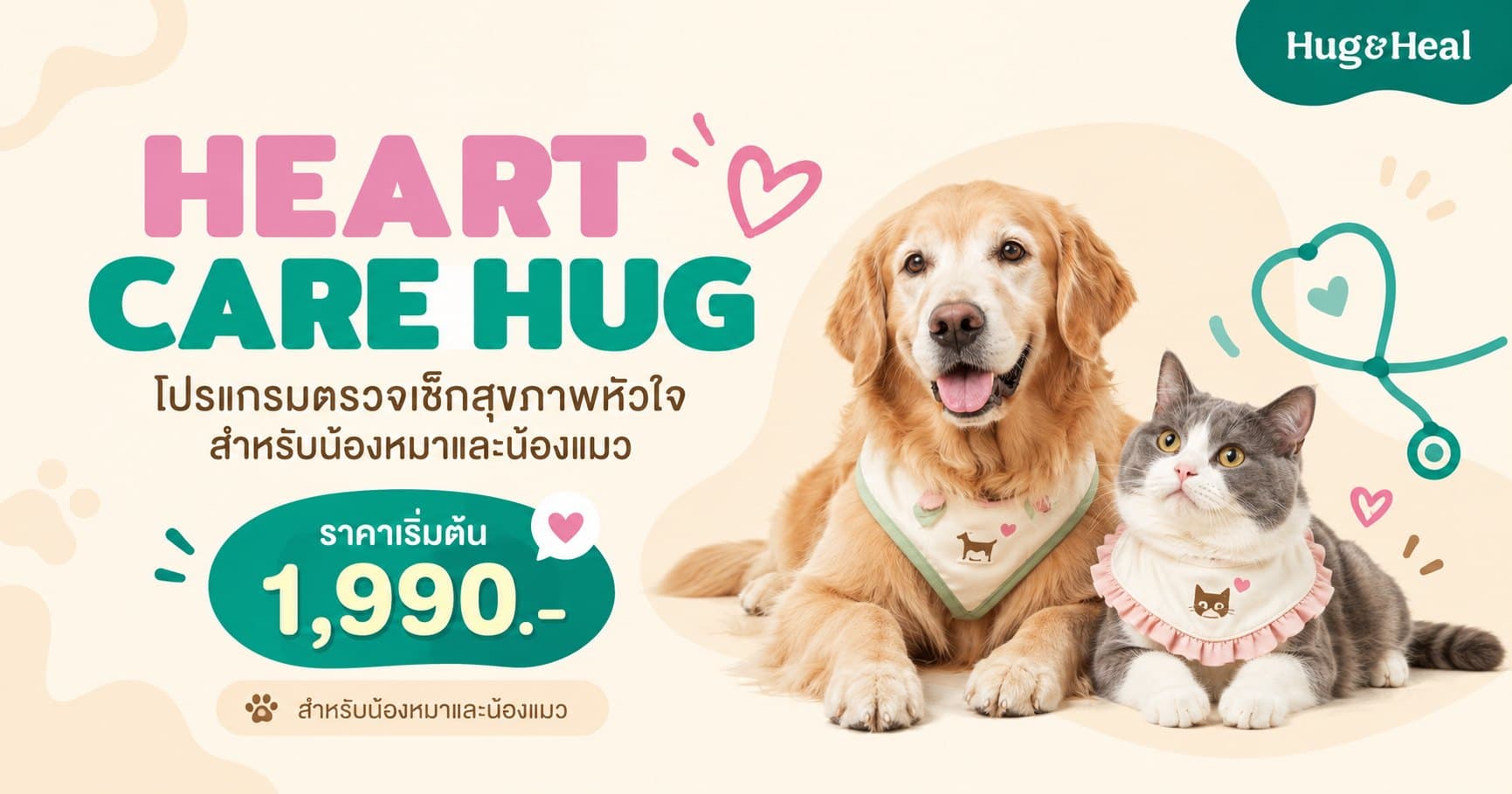 ภาพโปรแกรม Heart Care Hug ของ Hug & Heal สำหรับตรวจสุขภาพหัวใจน้องหมาและน้องแมว